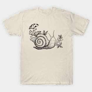 Snail Mushroom Design T-Shirt